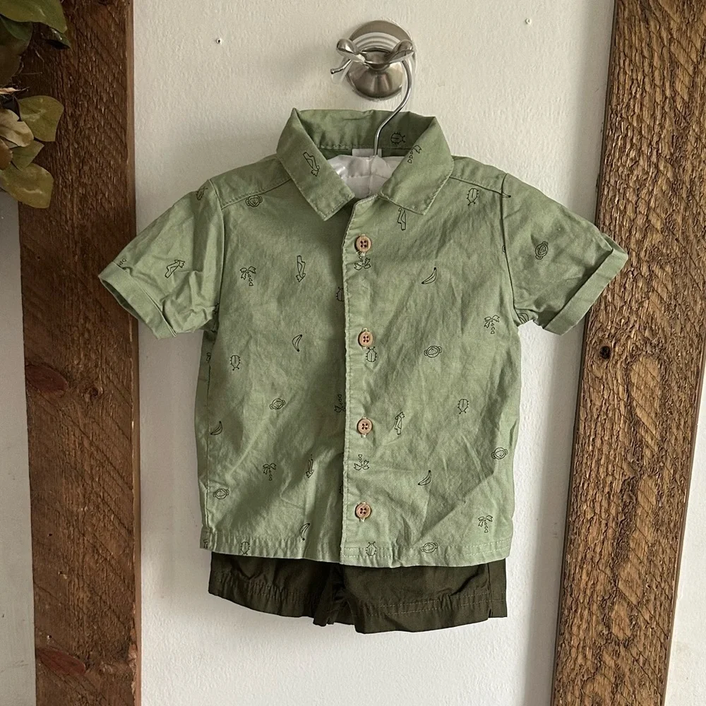 Carter’s Button Up & Shorts Set 9 Month Baby Boy  Euc  Bin 16
